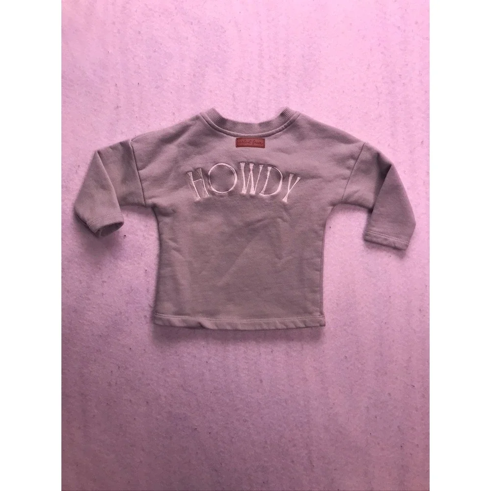 Velvet Fawn Henley Sweatshirt Kids 18-24 Sage Green Horseshoe Western‎